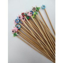 TM Tasarım Mağazası 15 cm Uzun Kürdan - 30 Adet Dekoratif Yılbaşı Temalı Boncuklu Kürdan - Karışık Modelli Boncuklar