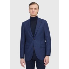 Ramsey Açık Lacivert Regular Fit İpek Karışımlı Ceket