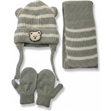 Aware Time Kitti 0-12 Ay Erkek Bebek & Çocuk Aksesuarlı Içi Polarlı Atkı Bere Eldiven 3'lü Takım