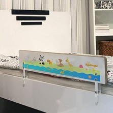 Lidyahan Store Baby AGU-088-9-3-DSN Hayvan Desenli Ahşap Yatak Bariyeri 90X30, Beyaz