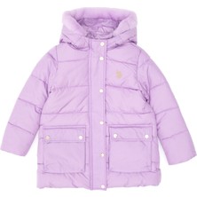 U.S. Polo Assn. Kız Çocuk Lila Kapüşonlu Şişme Mont 50313156-VR034