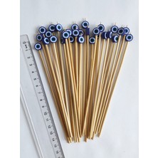 TM Tasarım Mağazası 15 cm Uzun Kürdan - 30 Adet Dekoratif Lacivert Nazar Boncuklu Kokteyl Kürdanı