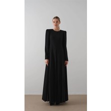 Miha PARÇA PİLİSELİ KREP ŞİFON ELBİSE Siyah