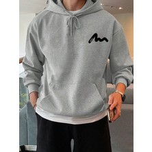 Erkek Baskılı Sweatshırt 3 Iplik Oversize