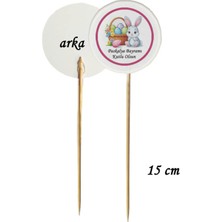 TM Tasarım Mağazası 15 cm Uzun Kürdan - 20 Adet Dekoratif Paskalya Bayramı Kutlu Olsun Baskılı Kürdan-2