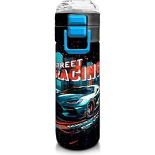 Lidyahan Store High 500 ml Erkek Çocuk Pipetli Termos/matara - Nefti Yarış Arabası Desenli - Çift Kullanım Özelliği