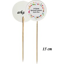 TM Tasarım Mağazası 15 cm Uzun Kürdan - 20 Adet Öğretmenler Gününüz Kutlu Olsun Baskılı Pasta Kürdanı-1