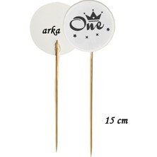 TM Tasarım Mağazası 15 cm Uzun Kürdan - 20 Adet Siyah One Baskılı 1 Yaş Baskılı Kokteyl Kürdanı