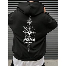 Erkek Baskılı Sweatshırt 3 Iplik Oversize