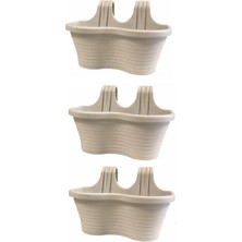 Lidyahan Store Askılı Balkon Saksı, 3 Adet, Kirli Beyaz