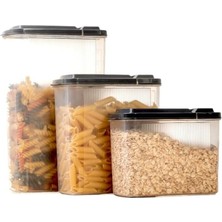 Lidyahan Store 3'lü Erzak Saklama Kabı 2400 x 1700 x 1200ML - 3'lü Kuru Gıda Saklama Kabı Toplam 5300ML