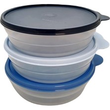 Lidyahan Store Set (3) Müsli Kasesi 500 ml Müsli Kasesi Meyve Renkli Koyu Mavi Açık Mavi Şeffaf