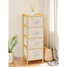 Lidyahan Store Bambu 4 Çekmeceli Dolap Organizer Çok Amaçlı Düzenleyici Şifonyer DB-0014