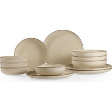 Lidyahan Store Porselen Moderna 12 Parça 4 Kişilik Yemek Takımı Tarçın