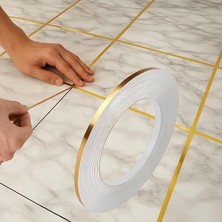 Lidyahan Store 0.5 cm x 50 M Altın Fayans Arası Şerit Bant – Su Geçirmez Kendinden Yapışkanlı Gold Duvar ve Zemin Dekoratif Çıkartma