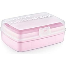 Lidyahan Store 12 Bölmeli Çok Amaçlı Takı Toka Kutusu Dikiş Kutusu Kapaklı Organizer Saklama Kutusu Bölmeli Kutu (Pembe)