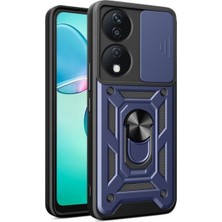 HANPORIUM Honor 90 Uyumlu Tank Kılıf Yüzüklü Standlı Extra Darbe Koruma Zırhlı Outdoor Kapak - Lacivert