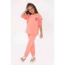 U.S. Polo Assn. Kız Çocuk Neon Pembe Simli Baskı Detaylı Jogger Eşofman Altı 50316849-VR105