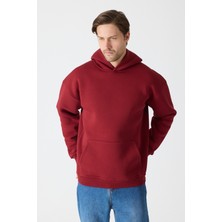 Windy Island Erkek Oversize % 100 Pamuk Içi Polarlı Yumuşak Dokulu Basic Kapüşonlu Sweatshirt