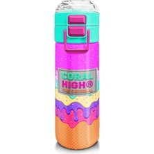 Lidyahan Store High Kız Çocuk 500 ml Okul ve Günlük Paslanmaz Çelik Termos - Pembe Rengarenk Dondurma Desenli - Sızdırmaz