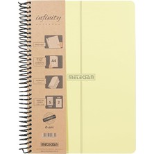 Lidyahan Store Infinity Pastel Serisi, A4, 7 Konulu (5 Kareli, 2 Çizgili) 210 Yaprak Pp Kapaklı Spiralli Defter, Sarı