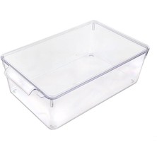 Lidyahan Store 1 Adet Kırılmaz Şefaf Akrilik Kapaklı Buzdolabı Organizeri | Buzdolabı Içi Düzenleyici | Sebze Meyve Saklama Kabı Organizeri (20CM x 32,5cm X10,5CM) x Large Boy