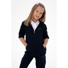 U.S. Polo Assn. Kız Çocuk Lacivert Kapüşonlu Fermuarlı Basic Sweatshirt 50316837-VR033