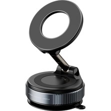 Lidyahan Store Uyumlu Mekanik Vakumlu Manyetik Araç Telefon Tutucu, 360° Dönebilen, Çoklu Montaj Seçenekli, Siyah