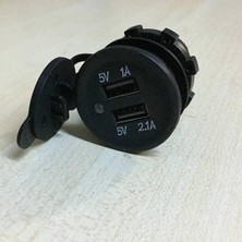 Lidyahan Store Şarj Soket 5V 2.1A Vidalı Tip USB Adaptör Araç USB Şarj Çıkış Çakmak 2 Li USB Şarz Soketi