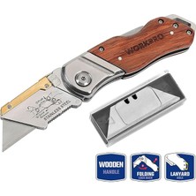 Lidyahan Store WP211014 Ağır Hizmet Paslanmaz Çelik/ahşap Gövde Katlanır Rötuş Maket Bıçağı + 10 Adet Yedek Bıçak