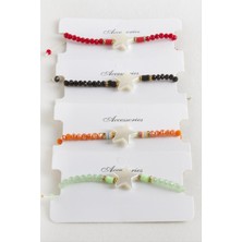 Bijuteri Net Yıldız Inci Kristal Makrome Ip Bileklik