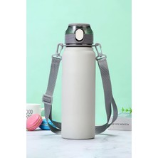 Lidyahan Store L Çelik Gri 800 ml Askılı ve Pipetli Matara Suluk CIN411GR-8