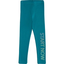 Lovetti Koyu Petrol Kız Çocuk Start Now Baskılı Şardonlu Tayt