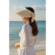 Marina Hasır Vizör Şapka Açık Bej 14624