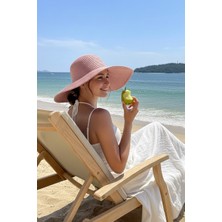 Marina Geniş Hasır Şapka Pudra 14232