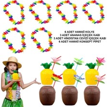 Eco Lounge Tropikal Hawaii Parti Malzemeleri – Kolye, Pipet, Bardak Seti