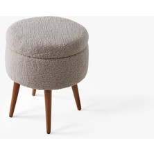 FRAMGAN Sandıklı Yuvarlak Puff - Dekoratif Ayak Uzatma Pufu