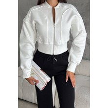 Noa Noa Kadın Fermuarlı Fit Cropped Sweatshirt – Sportif & Şehirli Stil