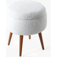 FRAMGAN Sandıklı Yuvarlak Puff - Yuvarlak Puf – Makyaj Masası Pufu -Dekoratif Ayak Uzatma Pufu