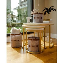 Eco Lounge Deri Şeritli Yuvarlak Çok Amaçlı Düzenleyici Organizer Kutu Keçe Sepet (Mega) 03877