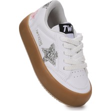 Kiko Kids Rida Bağcıklı Kız Çocuk Spor Ayakkabı Suni Deri Düz Taban Günlük Kullanım İçin