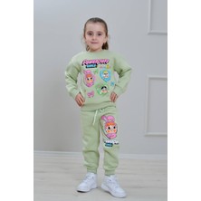 Yağmur Giyim Pjk3i Powerpuff Desenli 3 Ip Şardonlu %100 Pamuk Kız Çocuk Eşofman Takımı 3-10 Yaş 8285