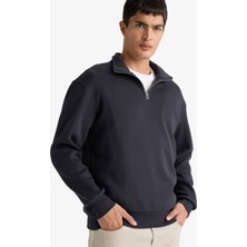 DeFacto Regular Fit Dik Yaka Yarım Fermuarlı Içi Yumuşak Tüylü Basic Düz SWEATSHIRT X7405AZ25AU