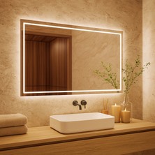 Aypars Atölye Minimal Çerçeveli LED Işıklı Dikdörtgen Ayna – Modern Banyo & Duvar Aynası