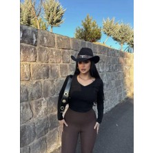 Kadın V Yaka Fitilli Bluz