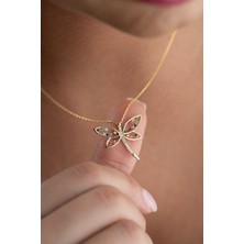 Essare 925 Ayar Gümüş Gold Kaplama Renkli Model Yusufçuk Kolye