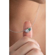 Essare 925 Ayar Gümüş Rodyum Kaplama Zirkon Taşlı Çift Kalp Model Kolye Kadın Kullanıcılar İçin