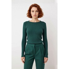 Ersefa Kadın Modern Fitted Ekru Triko Üst Bisiklet Yaka Ince Yapılı Günlük Şıklık Için Rahat Seçim