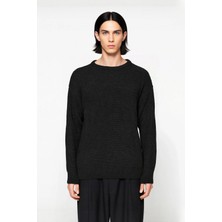 Ersefa Soğuk Kış Günleri Için Erkek Oversize Kalıp Bisiklet Yaka Rahat Triko Kazak Basic Stil Kaliteli