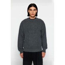 Ersefa Soğuk Kış Günleri Için Erkek Oversize Kalıp Bisiklet Yaka Rahat Triko Kazak Basic Stil Kaliteli